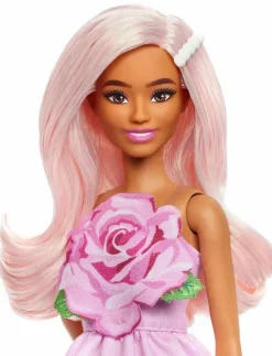 Barn Barbie Dockor & Tillbehör|Fashionistas Doll #238 in Strapless Rose Dress, Pink Hair with Barrette Accessory - Dockor
