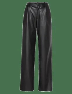 Kvinnor Calvin Klein Byxor|FAUX LEATHER PLEATED TROUSER - Skinnbyxor