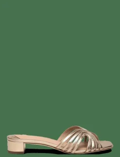 Kvinnor Lauren Ralph Lauren Mules & Slip-Ins|Fay Metallic Leather Multistrap Sandal - Platta mules