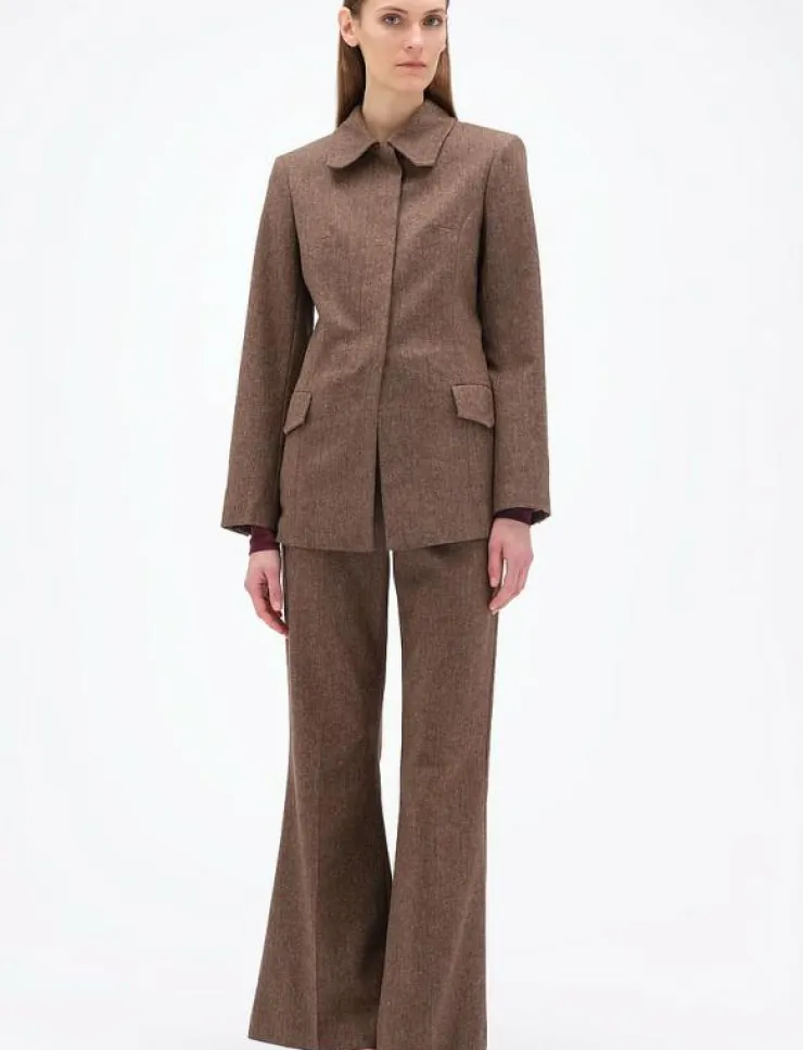 Kvinnor REMAIN Birger Christensen Kavajer|FITTED HERRINGBONE BLAZER - Jackor