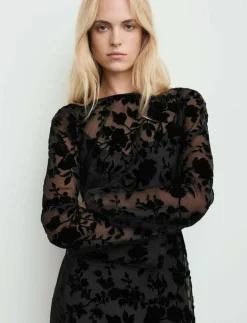 Mango Floral jacquard dress with bell sleeves - Maxiklänningar|Kvinnor Klänningar