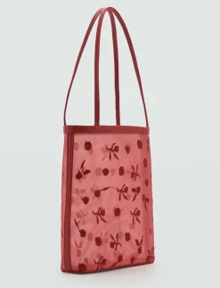 Kvinnor Mango Shoppingväskor & Totes|Flower-embroide mesh bag - Totes
