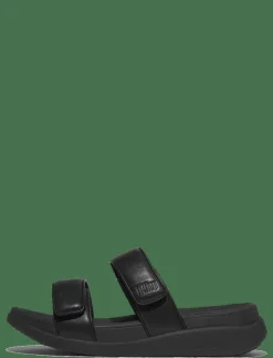 Kvinnor FitFlop Mules & Slip-Ins|F-MODE GO ADJUSTABLE FLATFORM TWO-BAR SLIDES - Platta mules