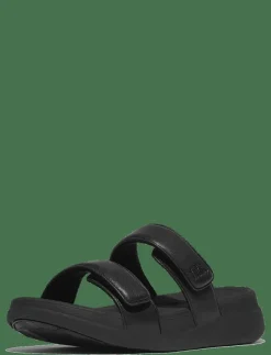 Kvinnor FitFlop Mules & Slip-Ins|F-MODE GO ADJUSTABLE FLATFORM TWO-BAR SLIDES - Platta mules