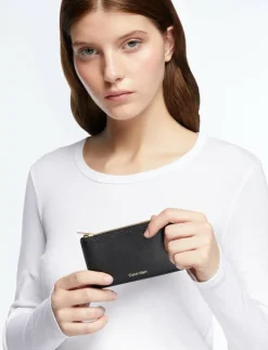 Kvinnor Calvin Klein Plånböcker & Korthållare|FOIL LOGO TOP ZIP CARDCASE - Korthållare