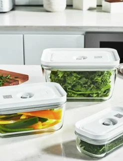 Zwilling Köksförvaring|Fresh & Save, Vakuum box set S/M/L Grå Glas - Köksförvaring
