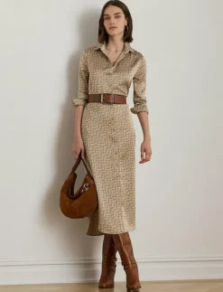 Kvinnor Lauren Ralph Lauren Klänningar|Geo-Print Satin Charmeuse Shirtdress - Midiklänningar