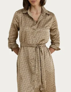 Kvinnor Lauren Ralph Lauren Klänningar|Geo-Print Satin Charmeuse Shirtdress - Midiklänningar