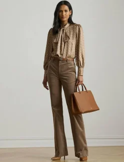 Kvinnor Lauren Ralph Lauren Blusar & Skjortor|Geo-Print Twill Tie-Neck Blouse - Långärmade blusar