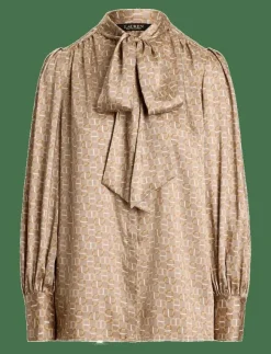 Kvinnor Lauren Ralph Lauren Blusar & Skjortor|Geo-Print Twill Tie-Neck Blouse - Långärmade blusar