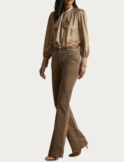 Kvinnor Lauren Ralph Lauren Blusar & Skjortor|Geo-Print Twill Tie-Neck Blouse - Långärmade blusar
