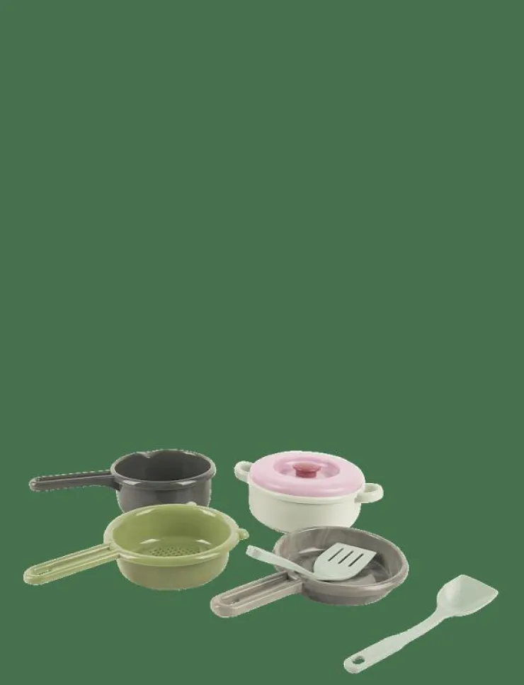 Barn Dantoy Leksakskök & Tillbehör|GREEN BEAN POT-SIEVE-PAN 7 PCS - Tillbehör till leksakskök