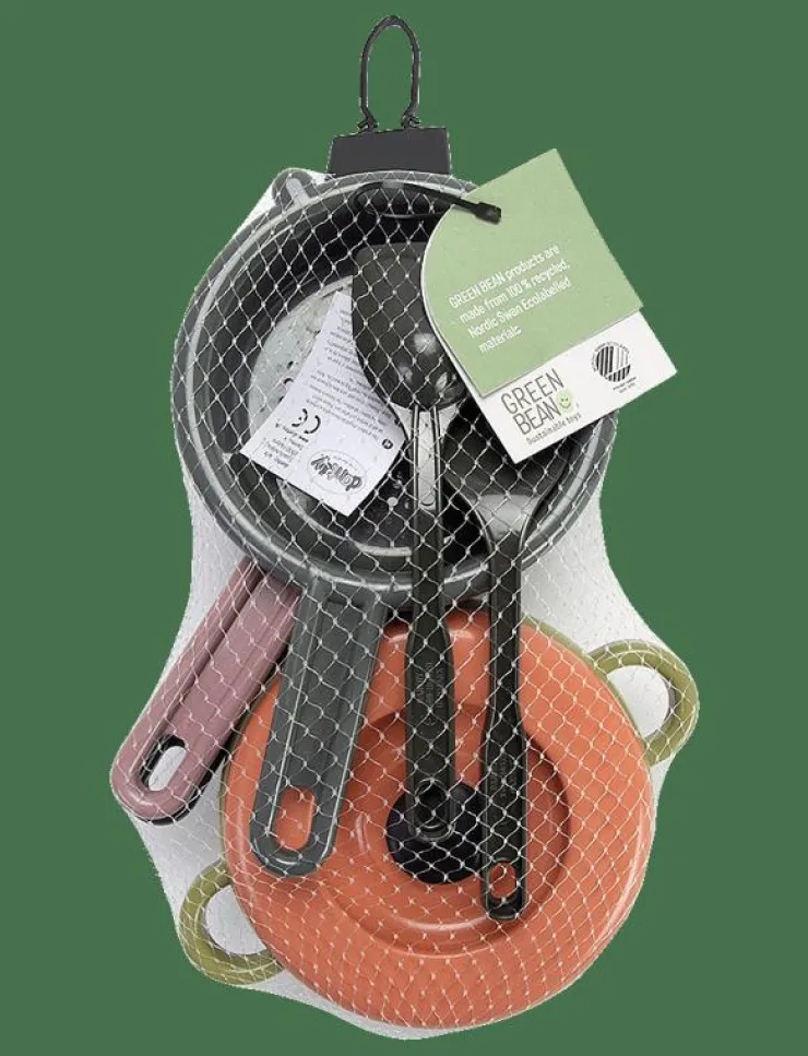 Barn Dantoy Leksakskök & Tillbehör|GREEN BEAN POT-SIEVE-PAN 7 PCS - Tillbehör till leksakskök
