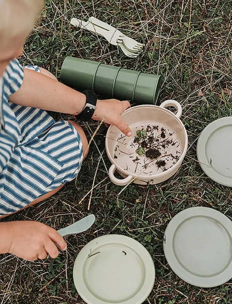 Barn Dantoy Leksakskök & Tillbehör|GREEN BEAN POT-SIEVE-PAN 7 PCS - Tillbehör till leksakskök