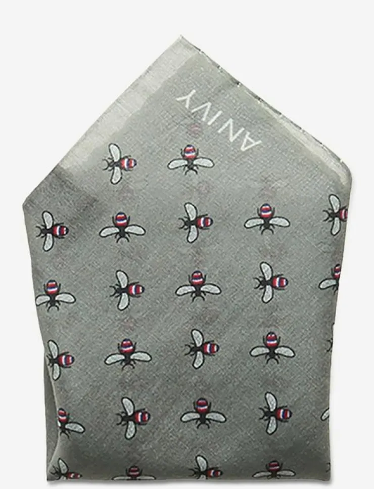 AN IVY Grey Bee Pocket - Näsdukar| Slipsar & Accessoarer