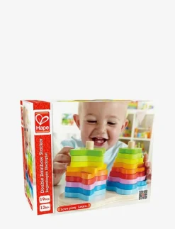 Barn Hape Babyleksaker|Babyleksaker|Double Rainbow Stacker - Stapelbara klossar