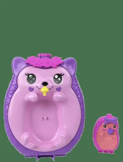 Polly Pocket Hedgehog Mom & Baby Purse Playset with 2 Dolls & 16 Accessories Including Pets - Lekset|Barn Leksaksset & Leksaksfigurer