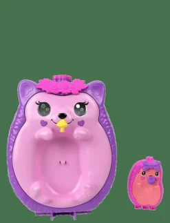 Polly Pocket Hedgehog Mom & Baby Purse Playset with 2 Dolls & 16 Accessories Including Pets - Lekset|Barn Leksaksset & Leksaksfigurer