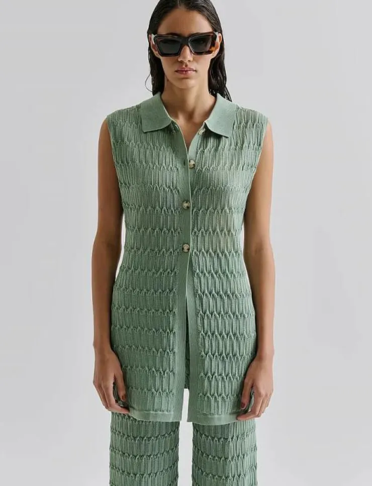 Kvinnor Malina Västar|Hele Long Structure Knitted Vest - Stickade västar