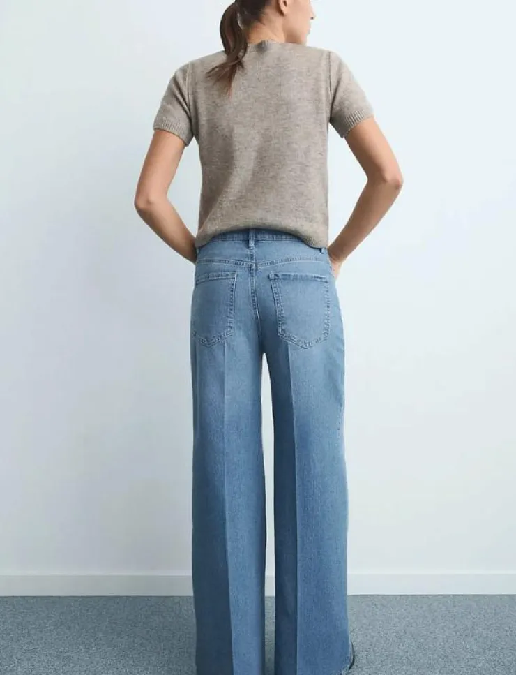 Mango High-waisted wide leg jeans - Vida byxor|Kvinnor Kläder