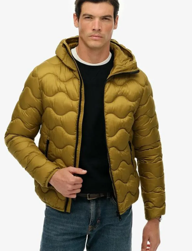 Superdry Sport Jackor|HOODED QUILTED WAVE PADDED JKT - Dunjackor