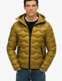 Superdry Sport Jackor|HOODED QUILTED WAVE PADDED JKT - Dunjackor