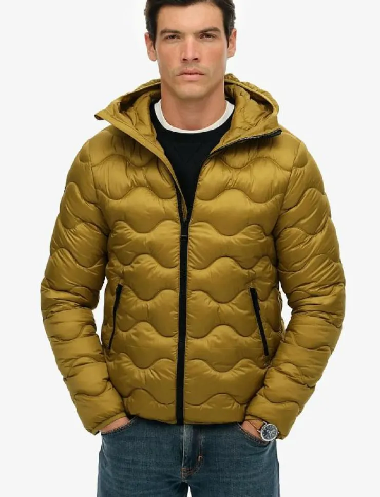 Superdry Sport Jackor|HOODED QUILTED WAVE PADDED JKT - Dunjackor
