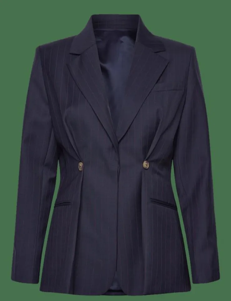 Malina Illiana Fitted Button Detailed Wool Blend blazer - Enkelknäppta kavajer|Kvinnor Kavajer