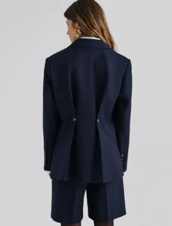 Malina Illiana Fitted Button Detailed Wool Blend blazer - Enkelknäppta kavajer|Kvinnor Kavajer