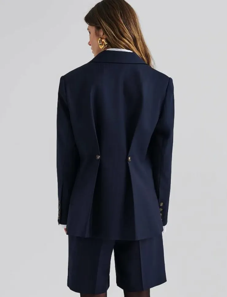 Malina Illiana Fitted Button Detailed Wool Blend blazer - Enkelknäppta kavajer|Kvinnor Kavajer