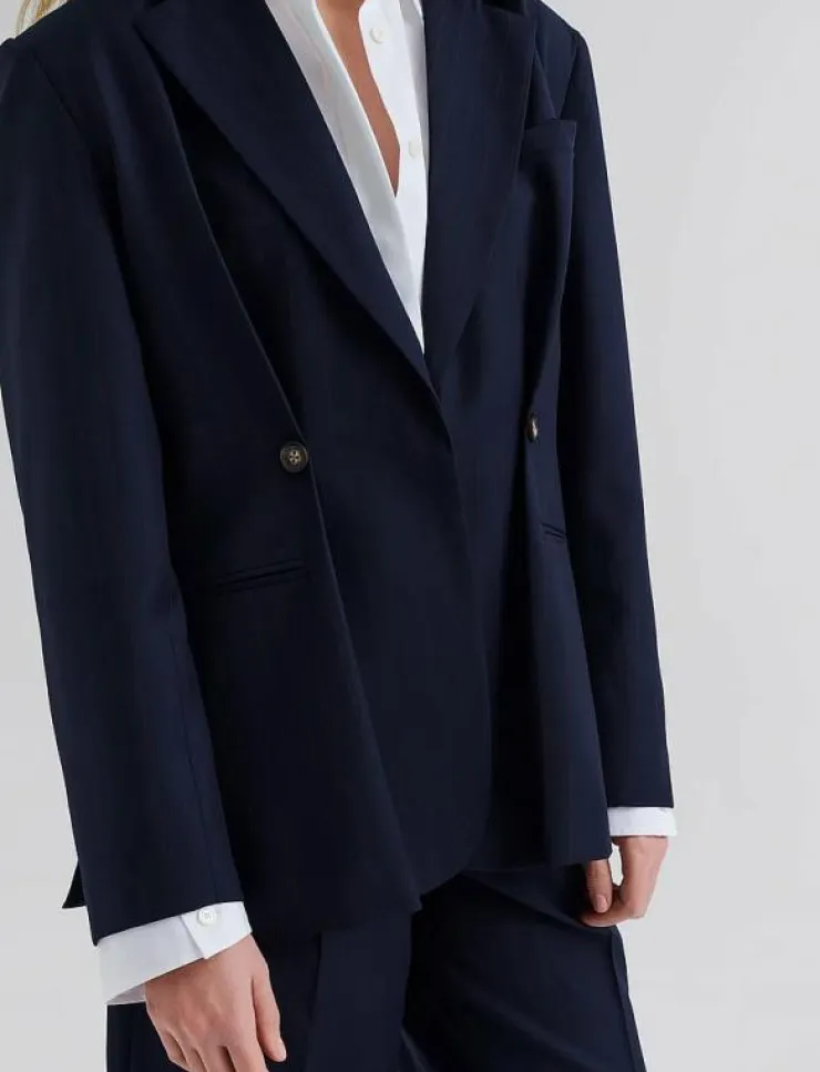 Malina Illiana Fitted Button Detailed Wool Blend blazer - Enkelknäppta kavajer|Kvinnor Kavajer