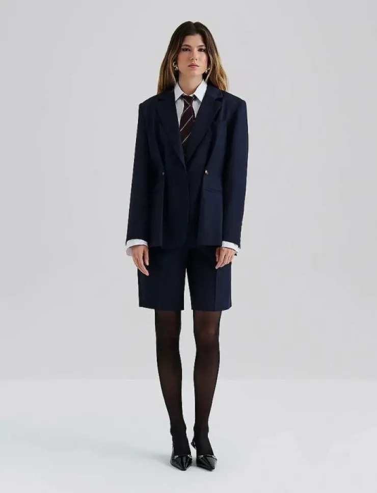 Malina Illiana Fitted Button Detailed Wool Blend blazer - Enkelknäppta kavajer|Kvinnor Kavajer