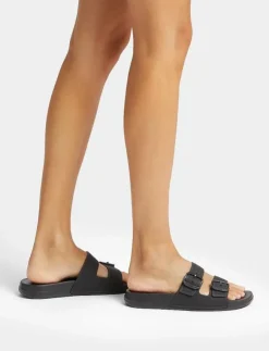 Kvinnor FitFlop Badtofflor|IQUSHION TWO-BAR BUCKLE SLIDES - Sandaler