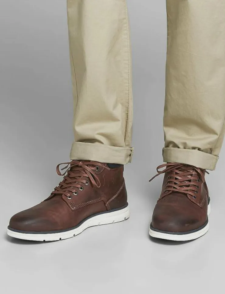 Jack & Jones Kängor|JFWTUBAR LEATHER BRANDY SN - Kängor med snörning