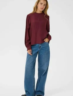 Kvinnor Kaffe Plus Size & Curvy|Blusar & Skjortor|KArea Solid Blouse - Långärmade blusar