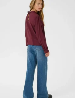 Kvinnor Kaffe Plus Size & Curvy|Blusar & Skjortor|KArea Solid Blouse - Långärmade blusar