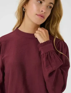 Kvinnor Kaffe Plus Size & Curvy|Blusar & Skjortor|KArea Solid Blouse - Långärmade blusar