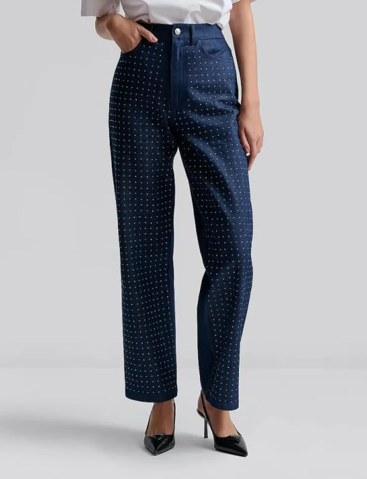 Malina Kendra High waisted rhinestone Jeans - Vida byxor|Kvinnor Denimkläder