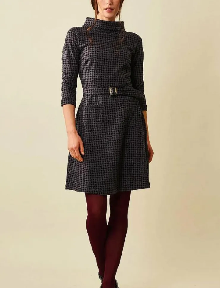 Jumperfabriken Kim Houndstooth Dress - Midiklänningar|Kvinnor Klänningar