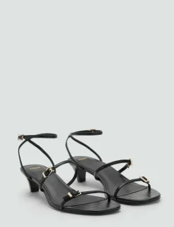 Kvinnor Mango Sandaler|Högklackade Skor|Kitten-heel sandals with buckle - Sandaler