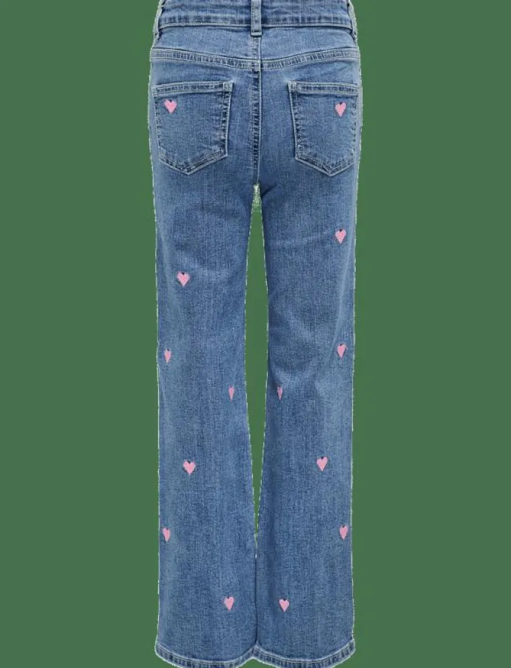 Kids Only KOGJUICY WIDE LEG HEART EMB JEANS NOOS - Bootcut jeans|Barn Nederdelar
