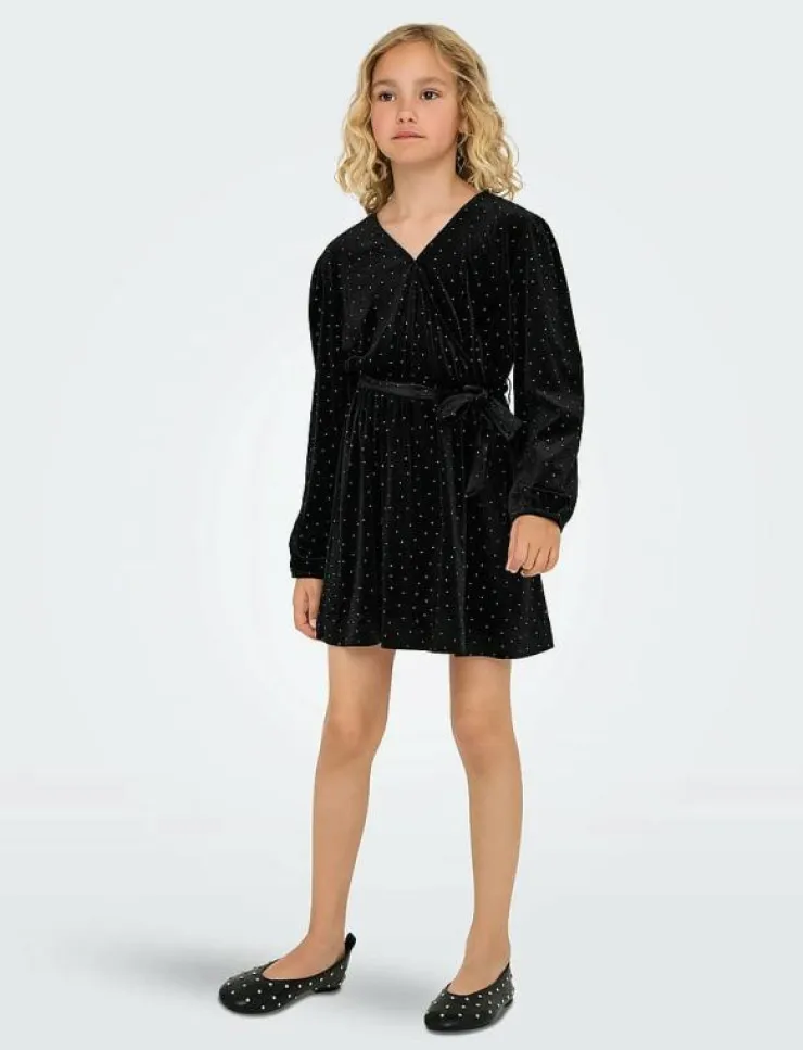 Barn Kids Only Klänningar & Kjolar|KOGVELLA L/S O-NECK VELVET DRESS JRS - Festklänningar