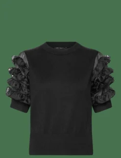 French Connection KRISTA MIX STACKED RUFFLE TOP - Kortärmade blusar|Kvinnor Blusar & Skjortor