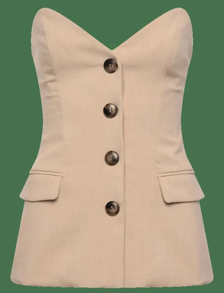 Kvinnor Bardot Kavajer|KYLIAN BUTTON FRONT TOP - Linnen