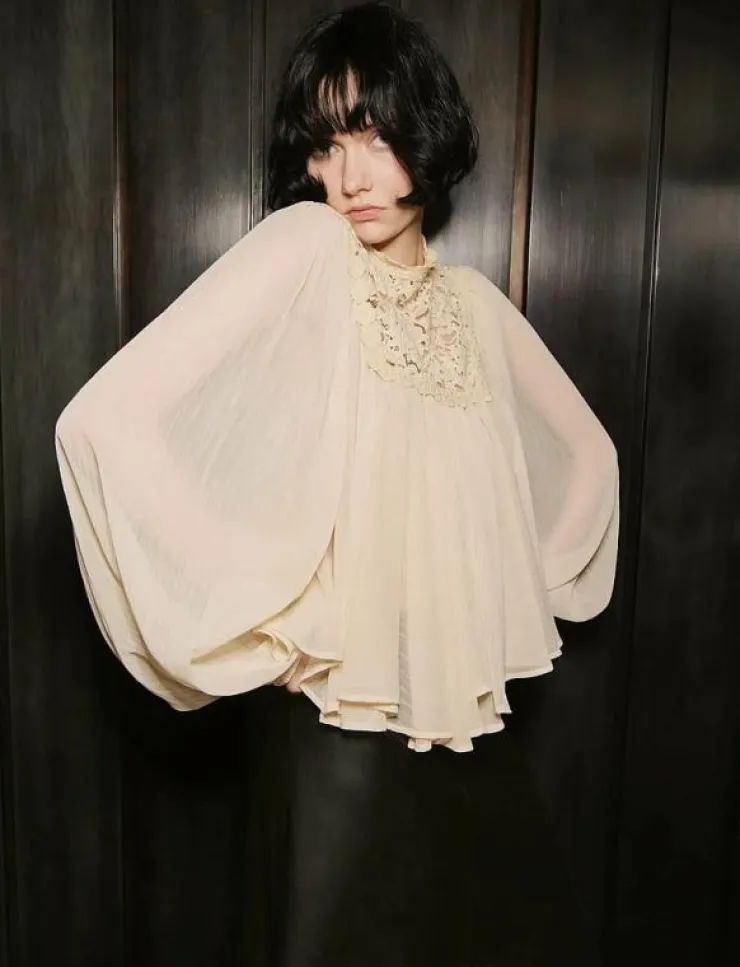 Mango Lace combination blouse - Långärmade blusar|Kvinnor Blusar & Skjortor