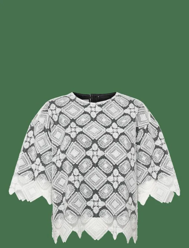 Naja Lauf LEJSE BLOUSE EMBROIDERY - Kortärmade blusar|Kvinnor Blusar & Skjortor