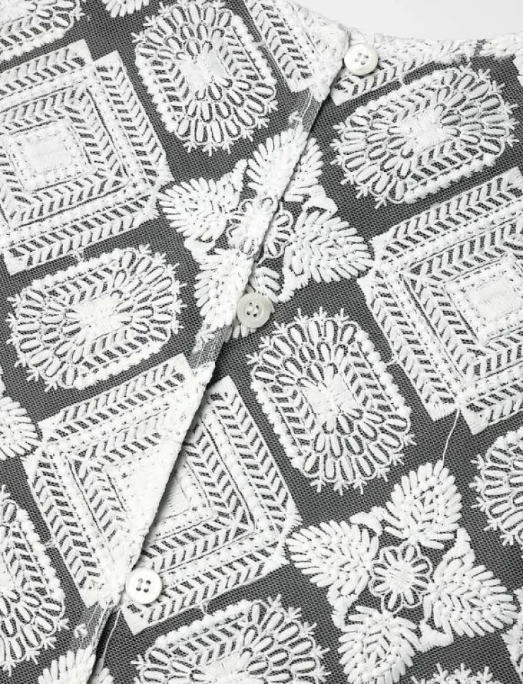 Naja Lauf LEJSE BLOUSE EMBROIDERY - Kortärmade blusar|Kvinnor Blusar & Skjortor