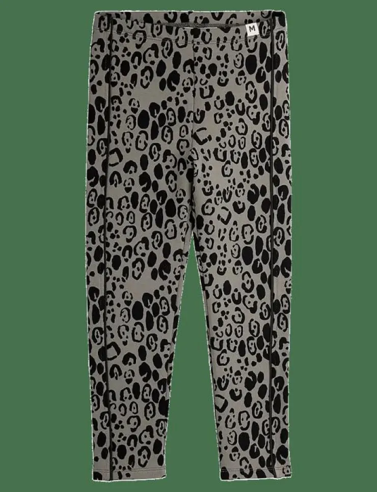 Barn Mini Rodini Basplagg|Leopard aop brushed jersey leggings - Leggings
