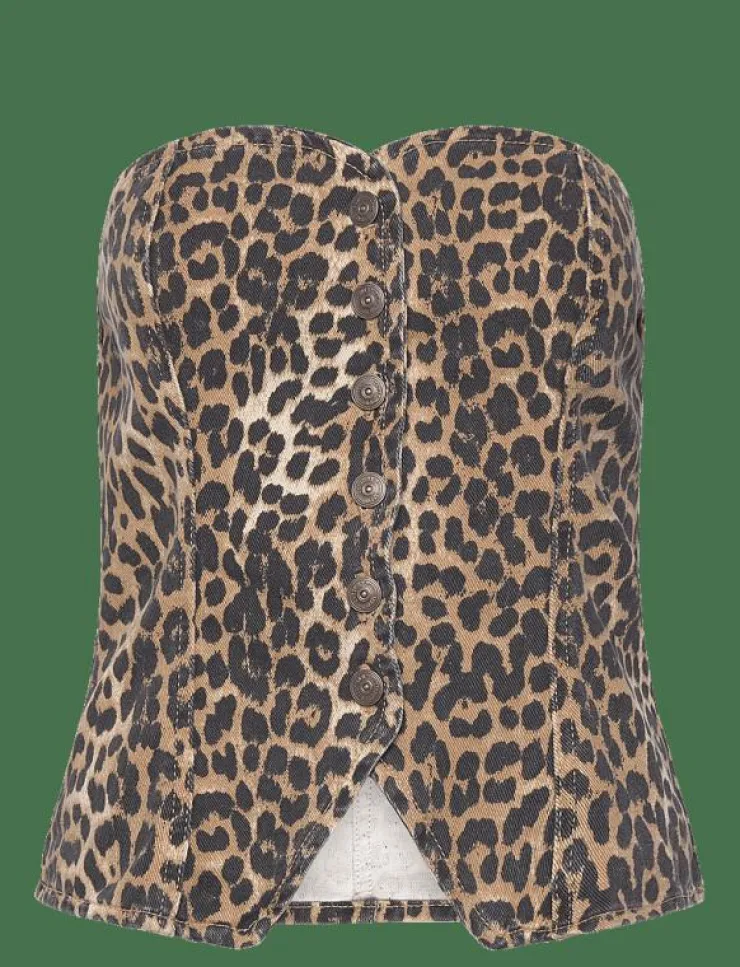 Kvinnor Mango T-Shirts & Toppar|Leopard-print corset top - Linnen