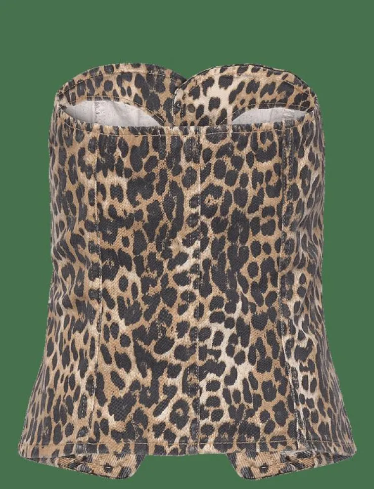 Kvinnor Mango T-Shirts & Toppar|Leopard-print corset top - Linnen